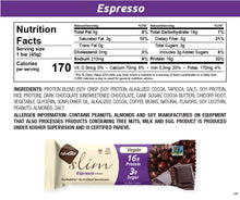 Load image into Gallery viewer, NuGo Slim Espresso Nutrition Facts
