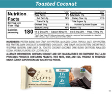 Load image into Gallery viewer, NuGo Slim Toasted Coconut Nutrition Facts
