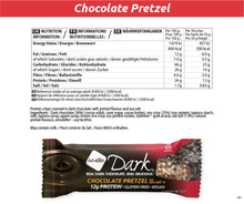 Load image into Gallery viewer, NuGo Dark Chocolate Pretzel Nutrition Facts
